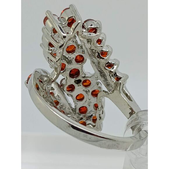 3.8CT Vintage Gold Plated Orange Sim Diamond CZ Cocktail Statement Ring Size 7 - Picture 10 of 10